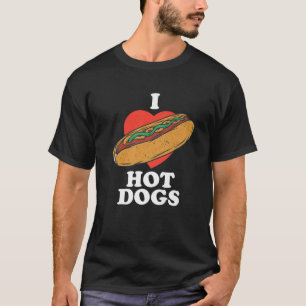 Ik hou van hete honden, hot dog Funny T S voor vol T-shirt