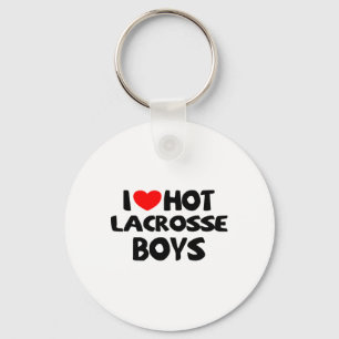 Ik hou van hete lacrosse jongens grappige hart spo sleutelhanger