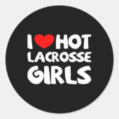 Ik hou van hete lacrosse meisjes grappige hart spo ronde sticker (Voorkant)