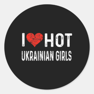 Ik hou van hete Oekraïense meisjes - Oekraïne Hart Ronde Sticker