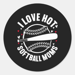 Ik hou van hete softbalmoeders sportmoeder team ou ronde sticker