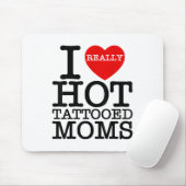 Ik hou van hete Tattoos moeders rood hart grappige Muismat (Met muis)
