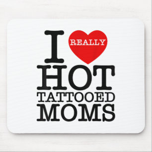 Ik hou van hete Tattoos moeders rood hart grappige Muismat