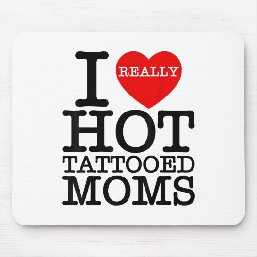 Ik hou van hete Tattoos moeders rood hart grappige Muismat (Voorkant)