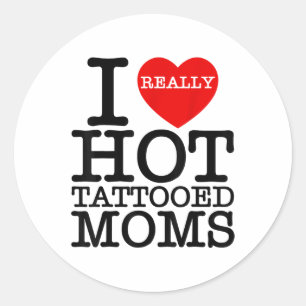 Ik hou van hete Tattoos moeders rood hart grappige Ronde Sticker