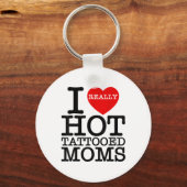 Ik hou van hete Tattoos moeders rood hart grappige Sleutelhanger (Voorkant)