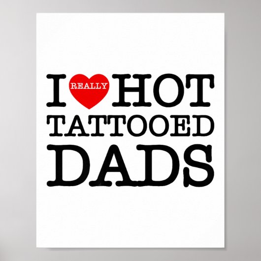 Ik hou van hete Tattoos vaders hart grappige vader Poster (Voorkant)