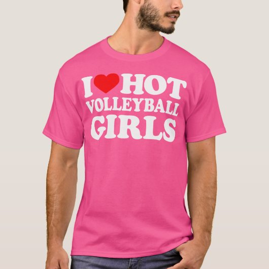 Ik hou van hete volleybal meisjes in hart volleyba t-shirt (Voorkant)
