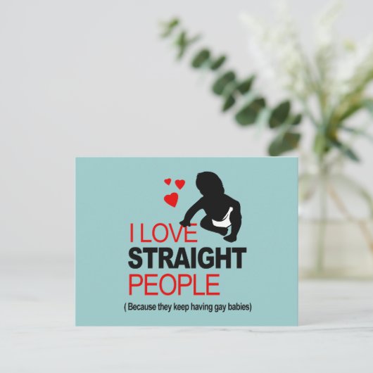 Ik hou van hetero's briefkaart (Staand voorkant)