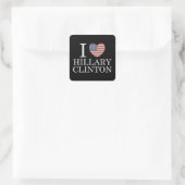 Ik hou van Hillary Clinton Vierkante Sticker (Tas)