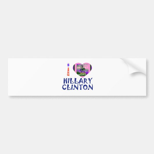 Ik hou van Hillary Heart Art Bumpersticker (Voorkant)