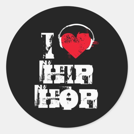 Ik hou van hiphop ronde sticker (Voorkant)