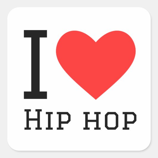 Ik hou van hiphop vierkante sticker (Voorkant)