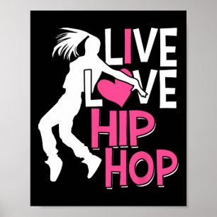 Ik hou van hiphopdans - roze hart en hiphopdans poster