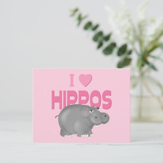 Ik hou van Hippos Briefkaart (Staand voorkant)
