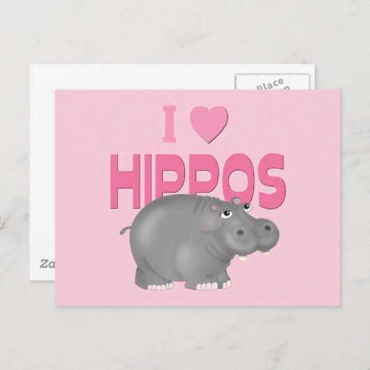 Ik hou van Hippos Briefkaart (Voorkant / Achterkant)