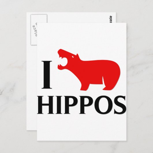 Ik hou van Hippos Briefkaart (Voorkant / Achterkant)