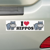 Ik hou van Hippos Bumpersticker (Op auto)