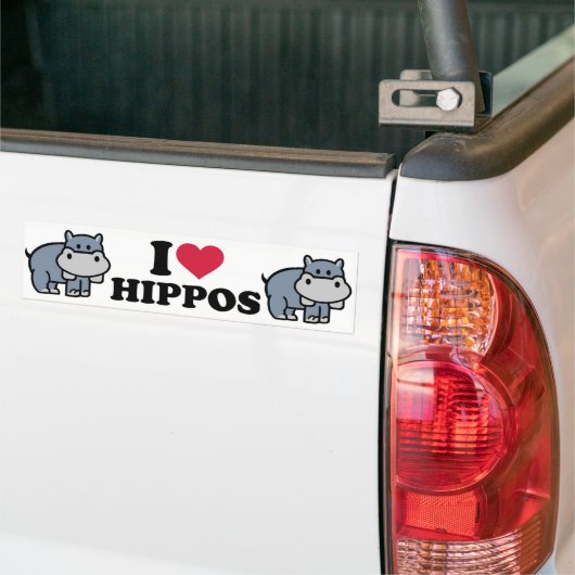 Ik hou van Hippos Bumpersticker (Op Truck)
