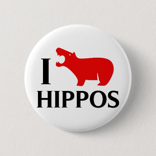 Ik hou van Hippos Ronde Button 5,7 Cm (Voorkant)