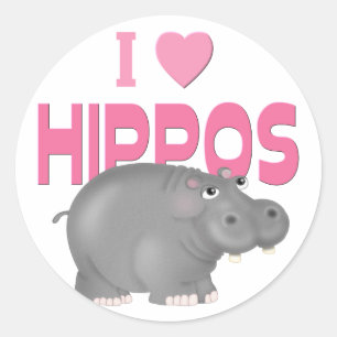 Ik hou van Hippos Ronde Sticker