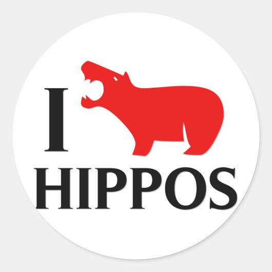 Ik hou van Hippos Ronde Sticker (Voorkant)