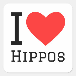 Ik hou van hippos vierkante sticker