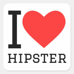 Ik hou van hipster vierkante sticker