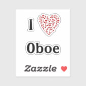 Ik hou van hobo Rode Hart van Muzieknoten Vinyl Sticker (Vel)