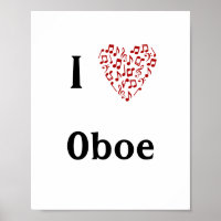 Ik hou van hobo rood hart van Muzieknoten