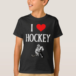 Ik hou van hockey Ik hart hockey Grappig ijshockey T-shirt
