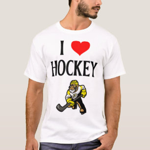 Ik hou van hockey Ik hart hockey Grappig ijshockey T-shirt