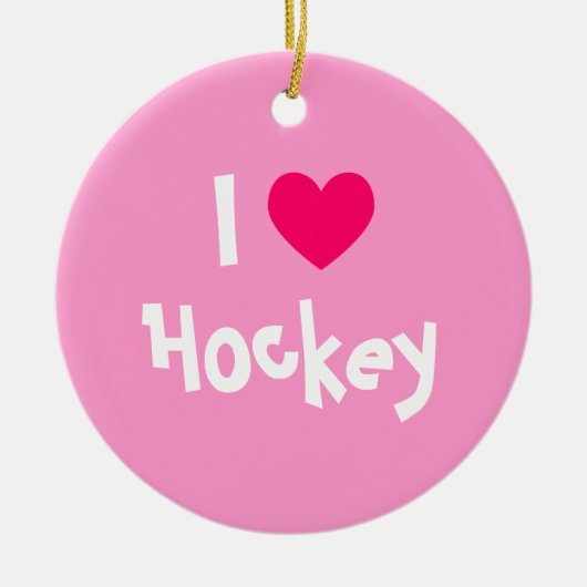 Ik hou van Hockey Keramisch Ornament (Voorkant)