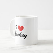 Ik hou van hockey sport typografie koffie Mok (Voorkant links)