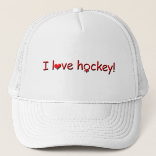 Ik hou van hockey-vrouw trucker pet (Voorkant)