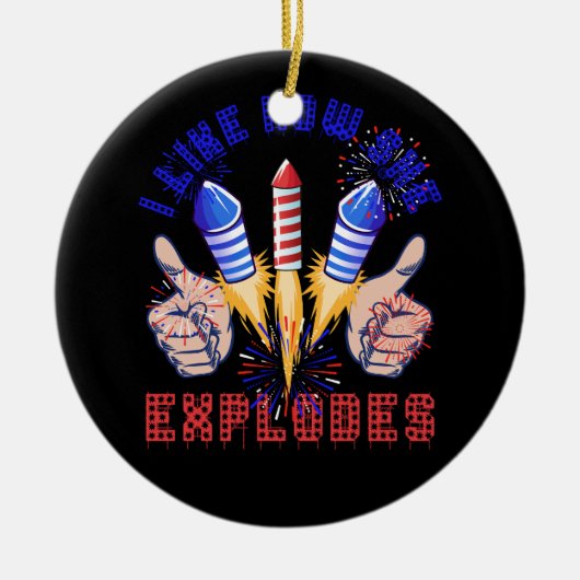 Ik hou van hoe hij vuurwerk knalt 4th of July Inde Keramisch Ornament (Voorkant)