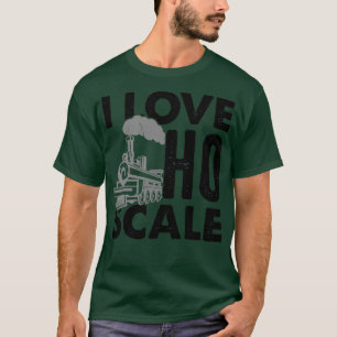 Ik hou van hoe treinen en locomotieven geschaald k t-shirt