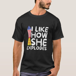 Ik hou van hoe ze vuurwerk ontploft grappig koppel t-shirt