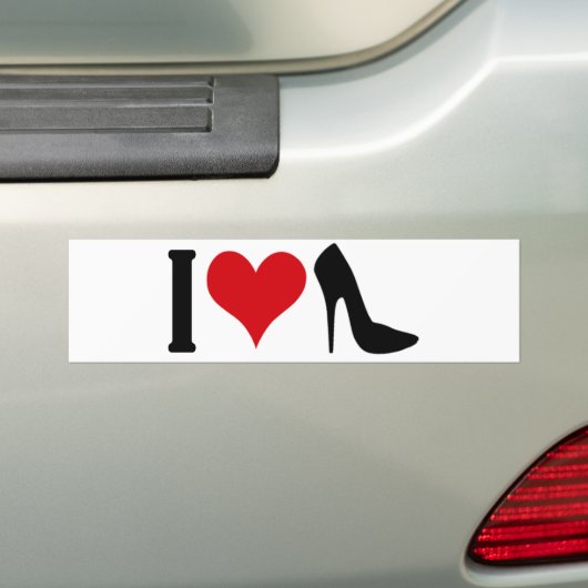Ik hou van hoge hakken bumpersticker (Op auto)