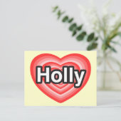 Ik hou van Holly. Ik hou van je Holly. Hart Briefkaart (Staand voorkant)
