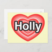 Ik hou van Holly. Ik hou van je Holly. Hart Briefkaart (Voorkant / Achterkant)