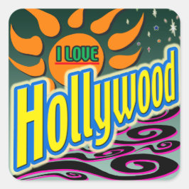 "Ik hou van Hollywood" Night Sunshine" Sticker! Vierkante Sticker