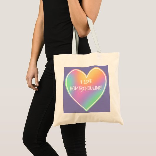 Ik hou van Homescholing Heart Canvas tas (Voorkant (product))