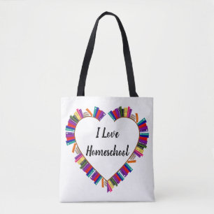 Ik hou van homeschool, homeschool kinder boekenpla tote bag