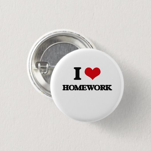 Ik hou van Homework Ronde Button 3,2 Cm (Voorkant /achterkant)