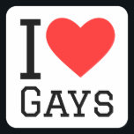 Ik hou van homo's vierkante sticker<br><div class="desc">Ik hou van homo's,  voor lgbt-liefhebbers</div>