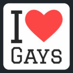 Ik hou van homo's vierkante sticker<br><div class="desc">Ik hou van homo's,  voor lgbt-liefhebbers</div>