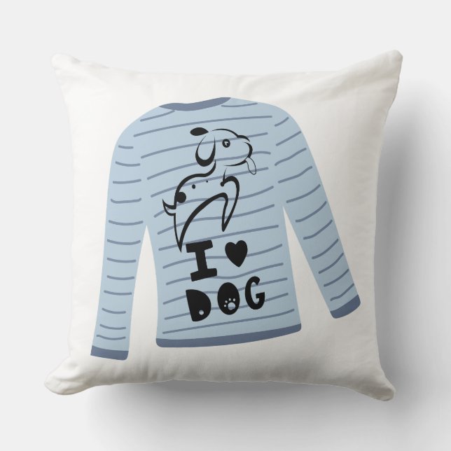 Ik Hou Van Hond Gestreepte Trui Vest Vector Kussen (Voorkant)
