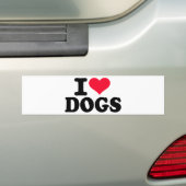 Ik hou van honden bumpersticker (Op auto)