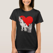 Ik hou van honden en katten Vrouwen eten dierenred T-shirt (Voorkant)